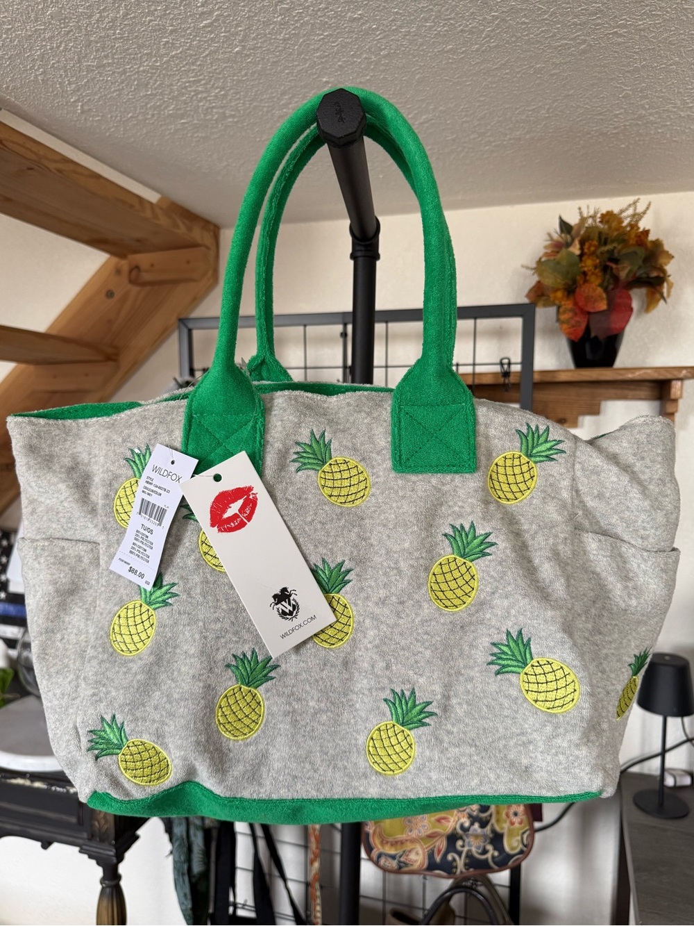 Wildfox Pineapple Terry Tote Bag NWT Beach Vacation Bag